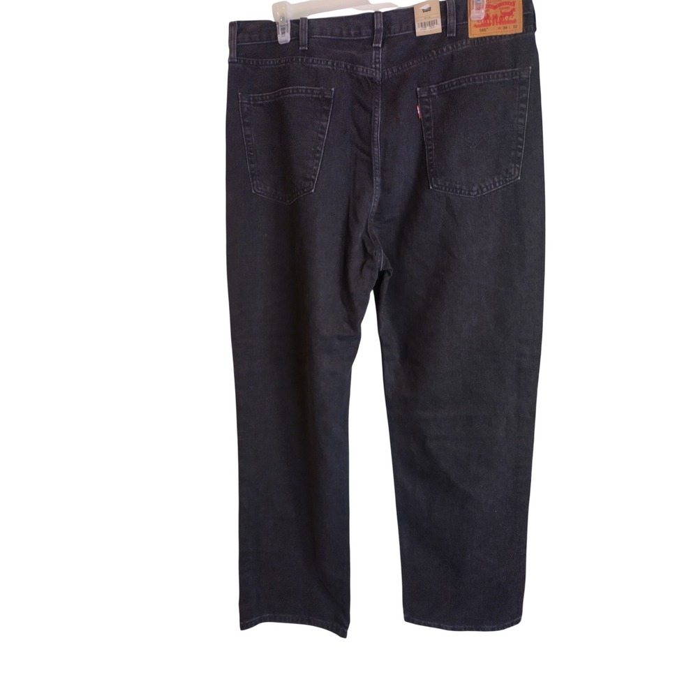 Levis 565 Loose Straight Black Denim Jeans Mens 38x32 NWT Relaxed Fit - Picture 7 of 13
